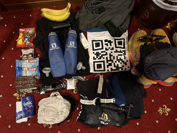 The stuff I took for the 80k run