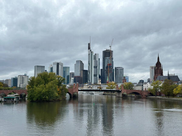 Frankfurt’s skyline which earned it the nickname “Mainhattan”
