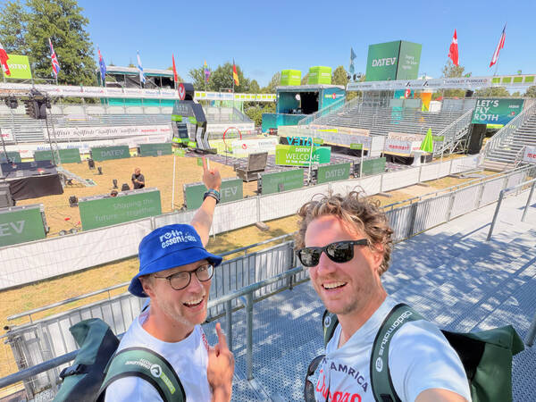 Finish line stadium inspection before the big event