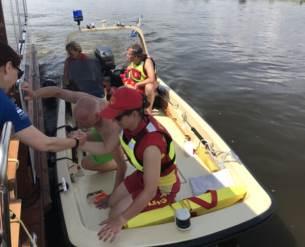 After every single one of us was done with their swim, the friendly DLRG guys would put us back on one of the two boats again