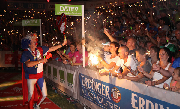 Michel Descombes is here during the late night festivities for the last finishers. I saw him a couple of times today, he is just the best.