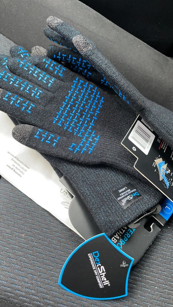 Dark and cold days require special gear like these new waterproof gloves we both got for the run