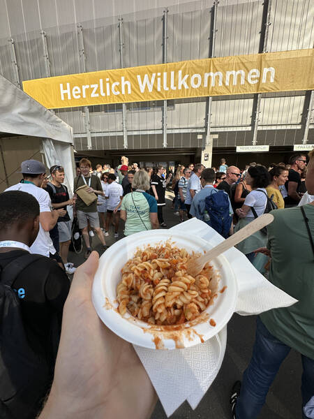 First, there’s free vegan pasta – I’ll take it!