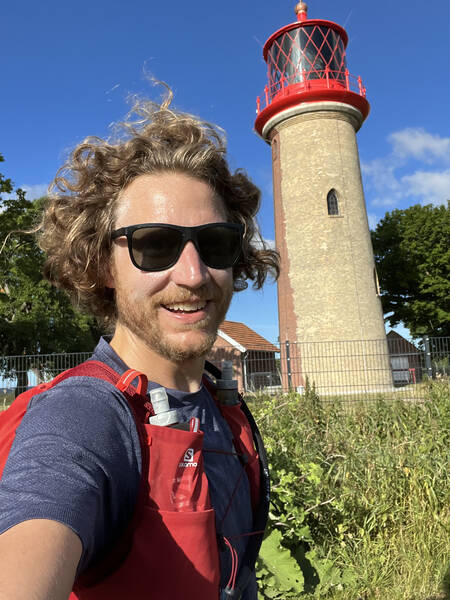 Lighthouse at one of the corners of the island