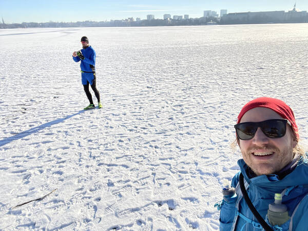 Also stable, the frozen Alster lake earlier this year during a run with Thorsten