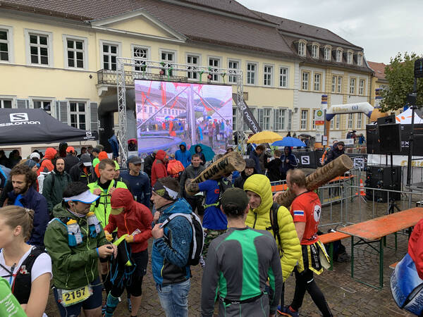 Also forest themed: these two dudes preparing to carry logs through the ultra.