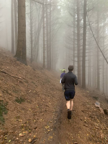 Niels almost disappearing into the fog.