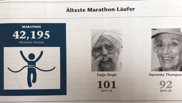 Life goals. Mrs. Thompson was probably irritated by the flashing camera lights – what a modern fad! (English: oldest marathon racers ever)