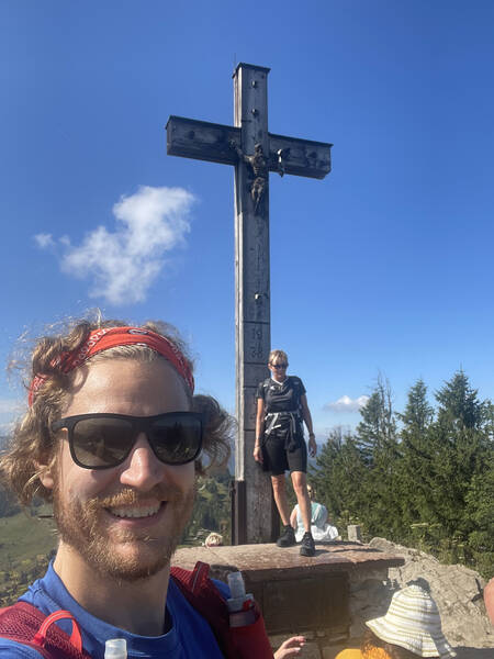 As is tradition, a Jesus cross belongs on top of the mountains in this region