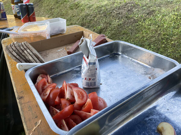 Tomato slices with lots of salt!