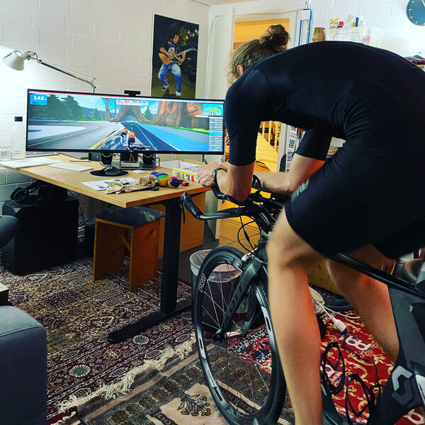 The 49-inch was well-suited for Zwift virtual cycling, but I gave it to my co-worker Maxim who can make better use of it coding