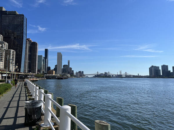 You can see Roosevelt Island and the Queensboro Bridge well from here