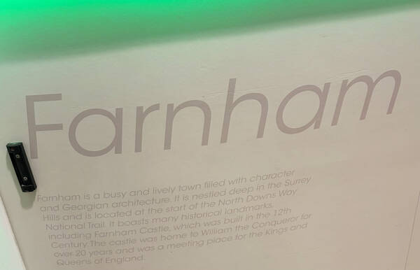 Inside the Calais terminal while waiting for the train, I found some info about Farnham, the race start town. William the Conqueror’s castle, built in the 12th Century? Interesting stuff!