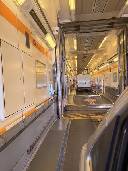 Inside the car inside a train inside a tunnel