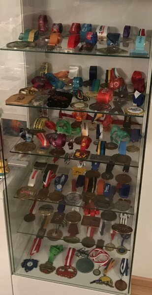 His marathon medal collection