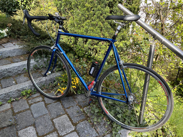 For my father-in-law’s 75th, just a few weeks before his untimely death, I cycled down to him on the bike he built and left me. May you rest in peace, Peter.
