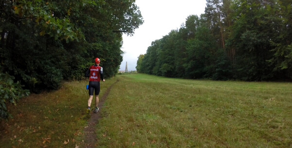 A huge Obelisk standing on a hill, visible from the city of Rheinsberg.