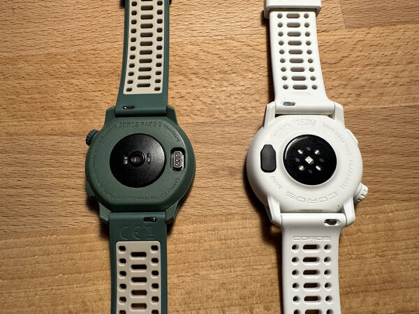Heart rate sensor setups of the PACE 2 (left) and PACE 3 (right)