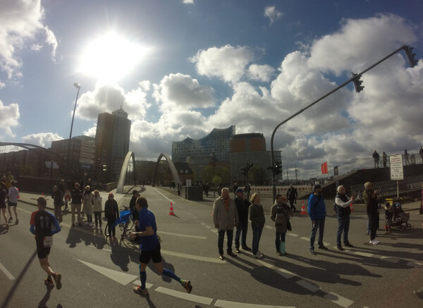 Another bridge leading to the new iconic, glassy, and tent-like shaped Elbphilharmonie, a classical concert hall