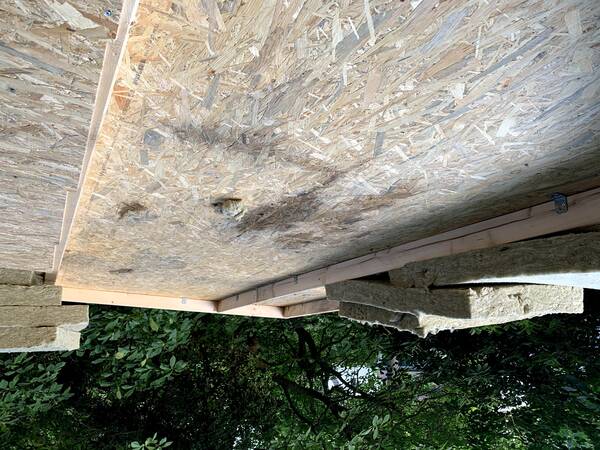 A noticeable part of moisture made it through the rockwool onto the second OSB layer even.