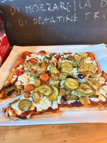 Carbo-loading with real Italian pizza including the best tasting zucchini I have ever had