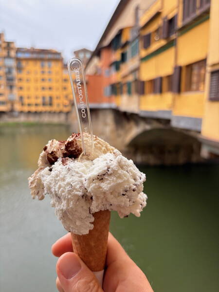 An obligatory gelato near Ponte Vecchio