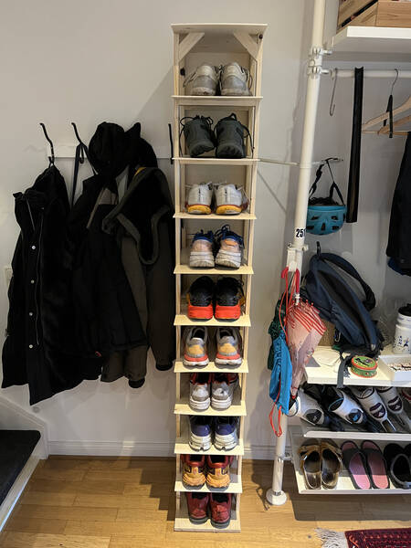 My new running shoe rack – 10 pairs max, no frivolous spending! โ๏ธ