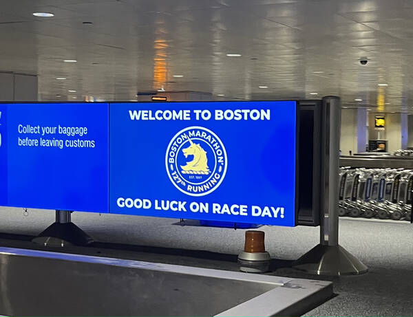 Even Boston Logan airport was focussed on the race