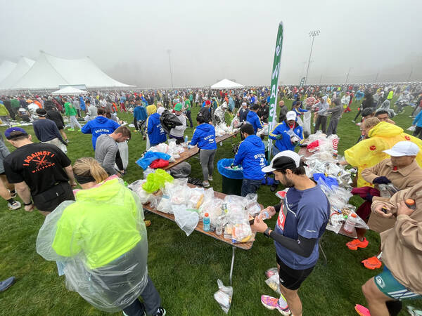 Unused or emptied gear bags were sorted and put into separate garbage bins by volunteers