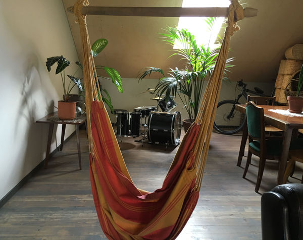 Universally understood: drums rock and hammocks are awesome